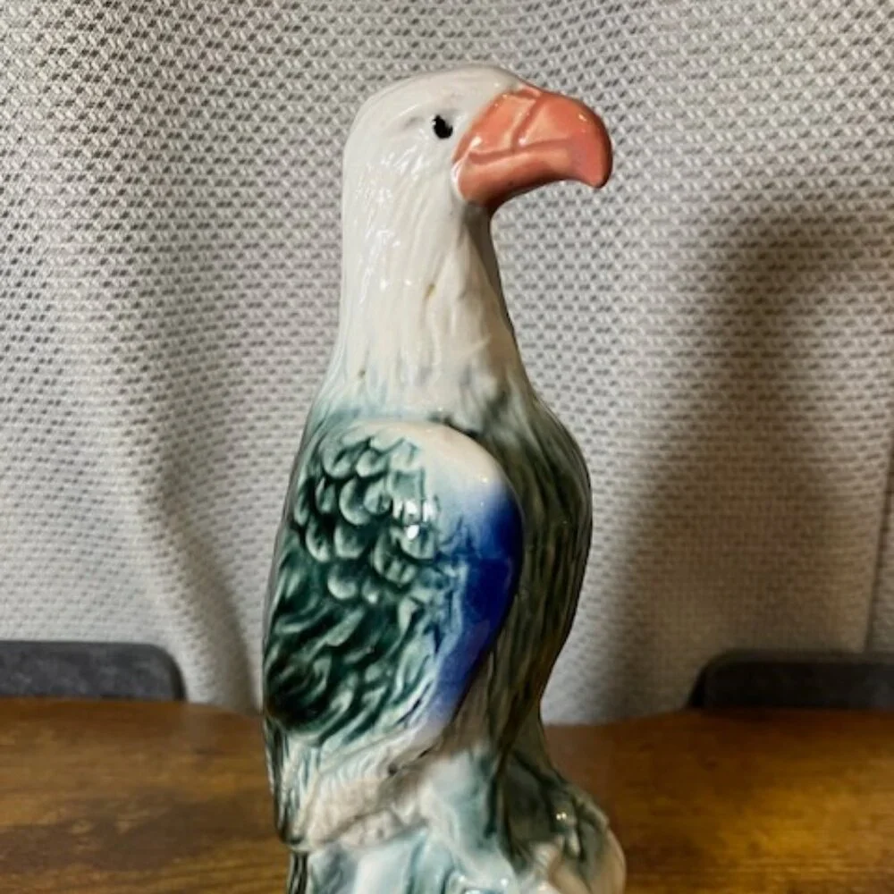 Cobalt‎ Blue & White Ceramic Eagle Figurine Made in Brazil 7.5